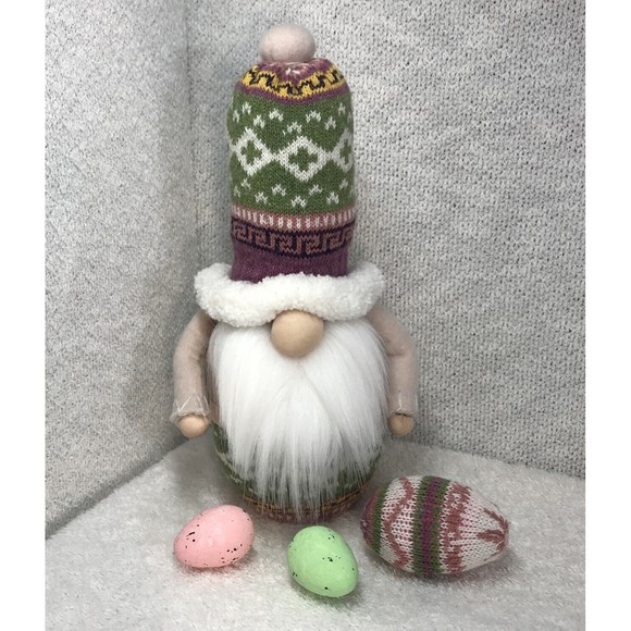 Handmade Multicolored Plush Easter Egg Gnome & Eggs Home Decor Egg Gnome - Picture 1 of 6